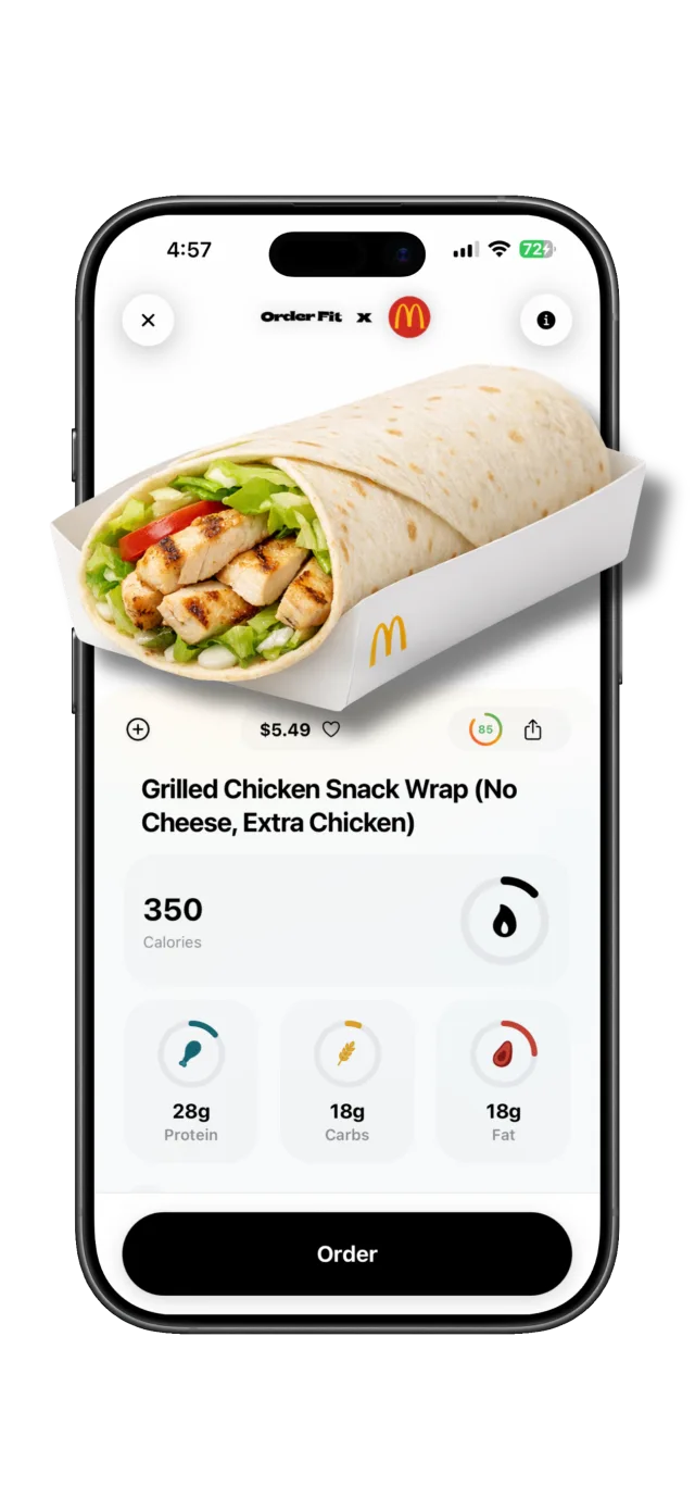 OrderFit meal detail with full macros